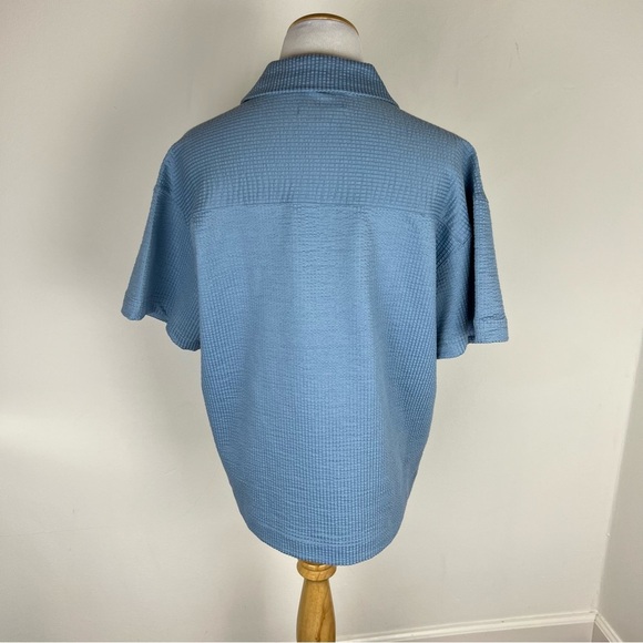 COS Relaxed Collared Short Sleeve Polo Top Light Blue Size XS - Picture 3 of 8